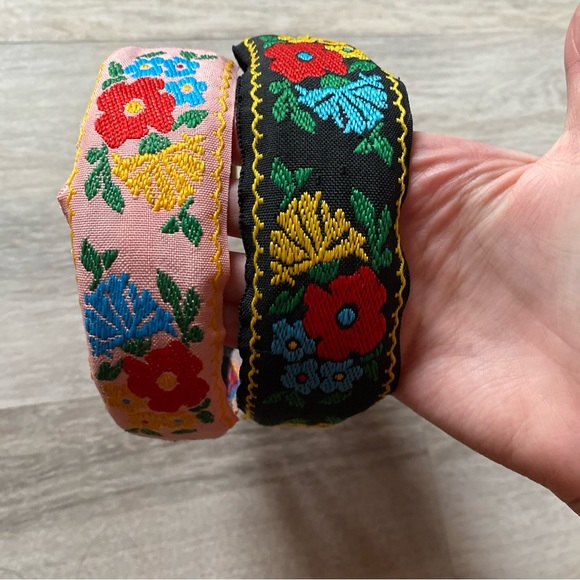 Set of 2 Floral Embroidered Headbands - Picture 2 of 3